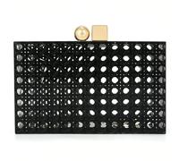 EVEOUT Women's Acrylic Clutch Bag with Faux Rattan Weave,Clear Evening Handbag Boho with Chain for Wedding,Party,Prom,Beach Holiday