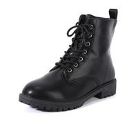 EVEOUT Women's Ankle Boots Synthetic Leather Lace-Up Walking Booties 3cm Heel Anti-Slip Casual Outdoor Shoes Black