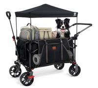 EVER ADVANCED 225L Festival Trolley on Wheels with Removable Canopy, 150KG Heavy Duty Camping Trolley, Push & Pull Beach Cart with 3 Large Pockets, Garden Folding wagon Fishing