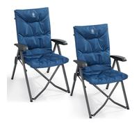 EVER ADVANCED Luxury Camping Chairs 2 Set for Adults Heavy Duty High Back Oversized Folding Garden Chair Comfy Padded 6cm Loadable 150kg Cam Adjustabl