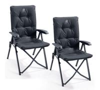 EVER ADVANCED Luxury Camping Chairs 2 Set for Adults Heavy Duty High Back Oversized Folding Garden Chair Comfy Padded 6cm Loadable 150kg Cam Adjustabl