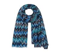 Ever Bloom Women's Scarves Colourful Scarf with Colour Gradient Zig Zag Pattern Metallic Long, blue, One Size