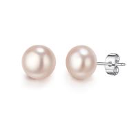Ever Faith 10mm Pink Freshwater Cultured Pearl Stud Earrings