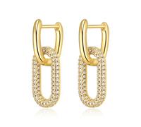 Ever Faith 14K Gold Plated Tiny Dainty Huggie Hoop Earrings with Cubic Zirconia