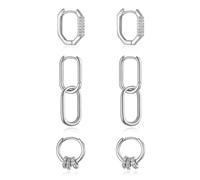 Ever Faith 3Pair Hoop Earrings Set Cubic Zircon Chain Huggie Earring