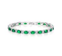 Ever Faith 5mm Cubic Zirconia Tennis Bracelet for Women, Silver Plated May Birthstone Green CZ Classic Tennis Bracelets Wedding Jewellery for Brides Bridal 7.48"