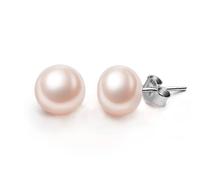 Ever Faith 8mm Pink Freshwater Cultured Pearl Stud Earrings