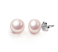 EVER FAITH® 925 Sterling Silver AAA Freshwater Cultured Pearl Pink Button Stud Earrings 8MM N07150-2
