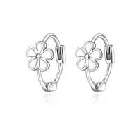 EVER FAITH 925 Sterling Silver Flower Hoop Earrings for Women Girls Hypoallergenic Mini Small Huggie Hoops White Flower Earrings Jewellery Gifts
