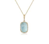 Ever Faith 925 Sterling Silver Natural Stone 14K Gold Princess Cut Light Blue Agate Choker Necklace for Women Mothers Day/Birthday/Christmas Gemstone Jewelry Gifts for Wife Mom