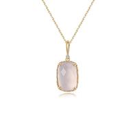 Ever Faith 925 Sterling Silver Natural Stone 14K Gold Princess Cut Light Pink Agate Choker Necklace for Women Mothers Day/Birthday/Christmas Gemstone Jewelry Gifts for Wife Mom