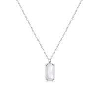 Ever Faith 925 Sterling Silver Natural Stone Clear Quartz Emerald Cut Healing Crystal Choker Necklace Mothers Day/Birthday/Christmas Gemstone Jewelry Gifts for Women Mom