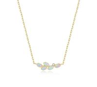 Ever Faith 925 Sterling Silver October Birthstone Natural Gemstone 14K Gold Blue Marquise Leaf Opal Choker Necklace Birthday/Mothers Day/Christmas Jewelry Gift for Women Wife