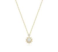 Ever Faith 925 Sterling Silver October Birthstone Natural Gemstone 14K Gold Sunshine Opal Choker Necklace Birthday/Mothers Day/Christmas Jewelry Gift for Women Wife