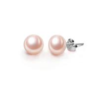 Ever Faith 9mm Pink Freshwater Cultured Pearl Stud Earrings