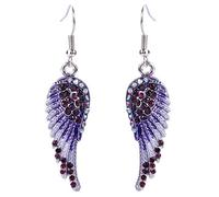 EVER FAITH Angel Wing Earrings Rhinestone Crystal Enamel Angel's Wings Hook Dangle Earring for Women Girls Purple