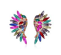 EVER FAITH Angel Wing Stud Earrings, Marquise-shaped Rhinestone Crystal Angel Wings Earrings for Women Girls Multicolor