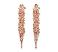 EVER FAITH Austrian Crystal Art Deco Statement Earring, Banquet Prom Long Chandelier Dangle Earrings for Woman Bride Champagne Rose Gold-Tone