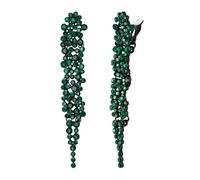 EVER FAITH Austrian Crystal Statement Clip-on Earring, Costume Jewelry Art Deco Banquet Prom Chandelier Long Dangle Earrings for Women Green Black-Tone