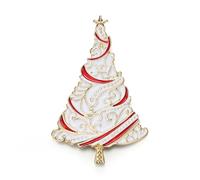 EVER FAITH Austrian Crystal Vintage Christmas Tree Brooch Pin for Women, Charming Hypoallergenic Rhinestone Enamel Star Brooches Jewelry Gift for Holiday Xmas Party Red Gold-Tone