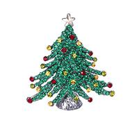Ever Faith Austrian Crystal Winter Christmas Wishing Tree with Little Star Brooch Green Black-Tone
