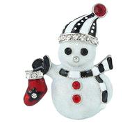 Ever Faith Austrian Crystal Winter Cute Snowman Scarf Boot Brooch Clear Silver-Tone