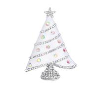 EVER FAITH Austrian Sparkly Crystal Rhinestone Enamel Shining Star Christmas Wishing Tree Brooch Clear Silver-Tone