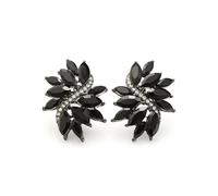 EVER FAITH Black Rhinestone Stud Earrings for Women, Glitter Marquise Crystal Wedding Party Vintage Statement Pierced Studs Earring for Brides Bridal Cocktail Prom Jewelry Black-Tone