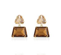EVER FAITH Brown Earrings for Women, Sparkly Rhinestone Crystal Hypoallergenic Simple Dainty Small Triangle Drop Dangle Earring for Formal Summer Holiday