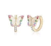 EVER FAITH Butterfly CZ Small Huggie Hoop Small Earrings Colorful