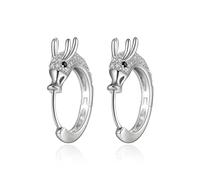 EVER FAITH Chinese Dragon Hoop Earrings Gorgeous White Cubic Zirconia Vintage Punk Rock Dragon Head Huggie Stud Earrings Fashion Jewellery for Women Girls Clear Silver-Tone