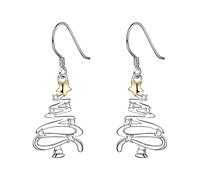 EVER FAITH Christmas Fish Hook Earring, White Stunning Cubic Zirconia Star Christmas Tree Pierce Dangle Earring for Women Girl