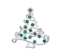EVER FAITH Christmas Tree Brooch for Women Girls, Sparkly Green Rhinestone Crystal Wishing Tree Broach Lapel Pin Xmas Jewelry Gifts