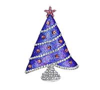 EVER FAITH Christmas Tree Brooch for Women, Sparkly Crystal Purple Enamel Shining Star Xmas Broach Lapel Pin Silver-Tone
