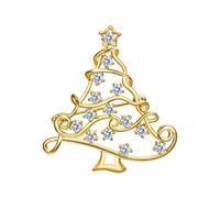 Ever Faith Christmas Tree Brooches for Women, Stunning Rhinestone Crystal Wishing Tree Lapel Pin, Simple Christmas Decorations Gold-Tone