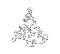 Ever Faith Christmas Tree Brooches for Women, Stunning Rhinestone Crystal Wishing Tree Lapel Pin, Simple Christmas Decorations Silver-Tone