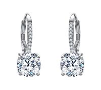 Ever Faith Clear Round Drop Leverback Dangle Earrings with Full Cubic Zirconia