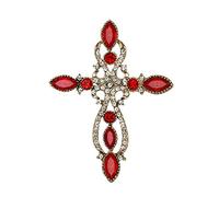 Ever Faith Cross Brooch for Women Girls, Rhinestone Crystal Vintage Style Celtic Knot Riligious Cross Lapel Pin Red