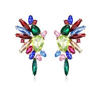 EVER FAITH Crystal Fashion Statement Angel Wings Earrings, Art Deco Marquise Teardrop Dangle Earrings for Woman Multicolor Gold-Tone