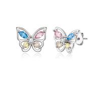 Ever Faith Cubic Zirconia Butterfly Hypoallergenic Stud Earrings