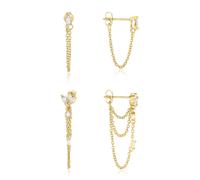 Ever Faith Cubic Zirconia Gold Plated Hypoallergenic Dainty Chain and Stud Earrings Set