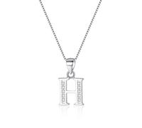 Ever Faith Cubic Zirconia Initial Pendant Necklace - Letter H