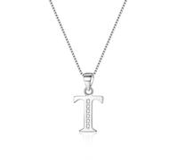 Ever Faith Cubic Zirconia Initial Pendant Necklace - Letter T