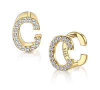 Ever Faith Cubic Zirconia Letter Initial Gold Plated Dainty Hoop Earrings