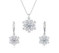 Ever Faith Cubic Zirconia Snowflake Necklace and Dangle Earring Set