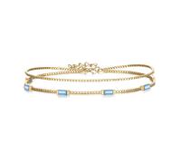 Ever Faith Dainty Emerald-Cut Blue Zicron Cubic Zirconia Charm Link Bracelet