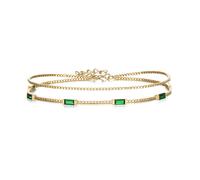Ever Faith Dainty Emerald-Cut Green Cubic Zirconia Charm Link Bracelet