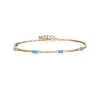 Ever Faith Dainty Emerald Cut Light Blue Created Opal Charm Link Bracelet
