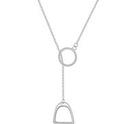 Ever Faith Double Stirrup Layered Y - Style Lariat Necklace with Embrace Horseshoe Pendant