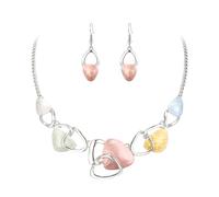 Ever Faith Enamel Irregular Triangle Bohemian Boho Statement Jewelry Sets for Women, Fashion Costume Pendent Necklace Earring Set Jewerly Gifts for Lady Multicolor Silver-Tone